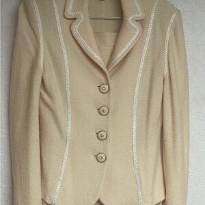 St. John Cream Skirt/Jacket suit with Button Detail